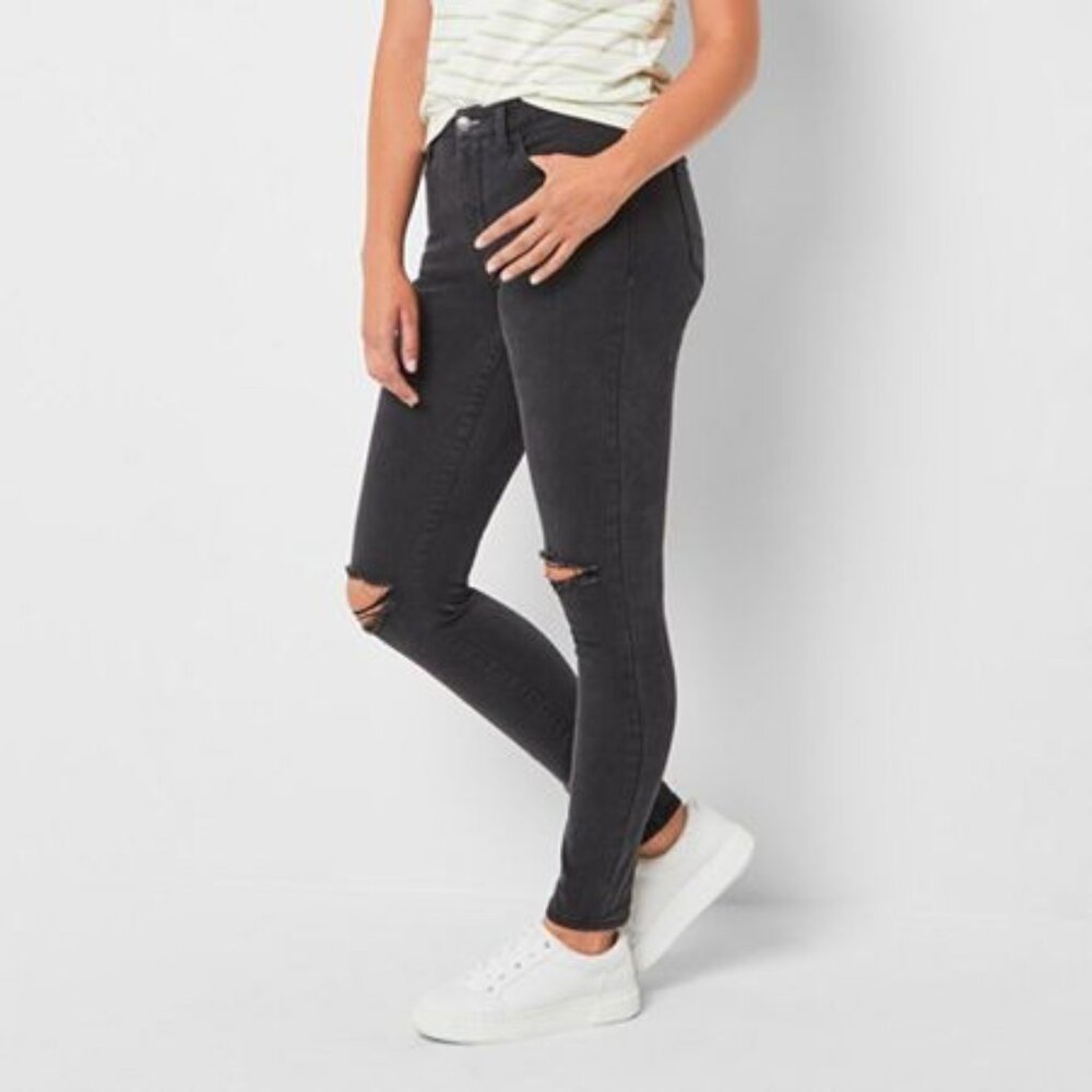Arizona - Juniors Stretch Fabric Womens High Rise Skinny Fit Jean, 5 , Black